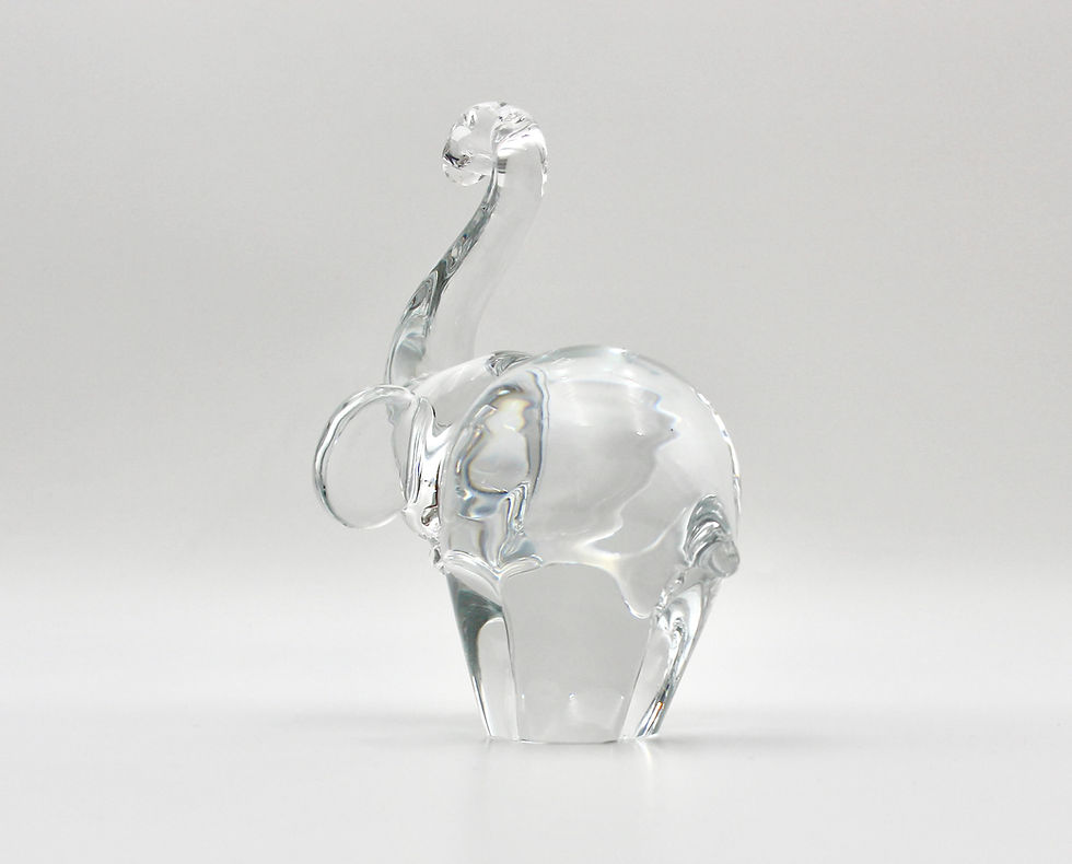 Thumbnail: Vintage FM RONNEBY Sweden Handmade Crystal Elephant Figurine
