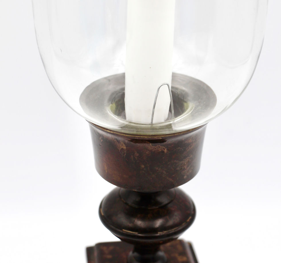 Thumbnail: Hurricane Candlestick Holder with Metal Base & Glass Shade 41cm