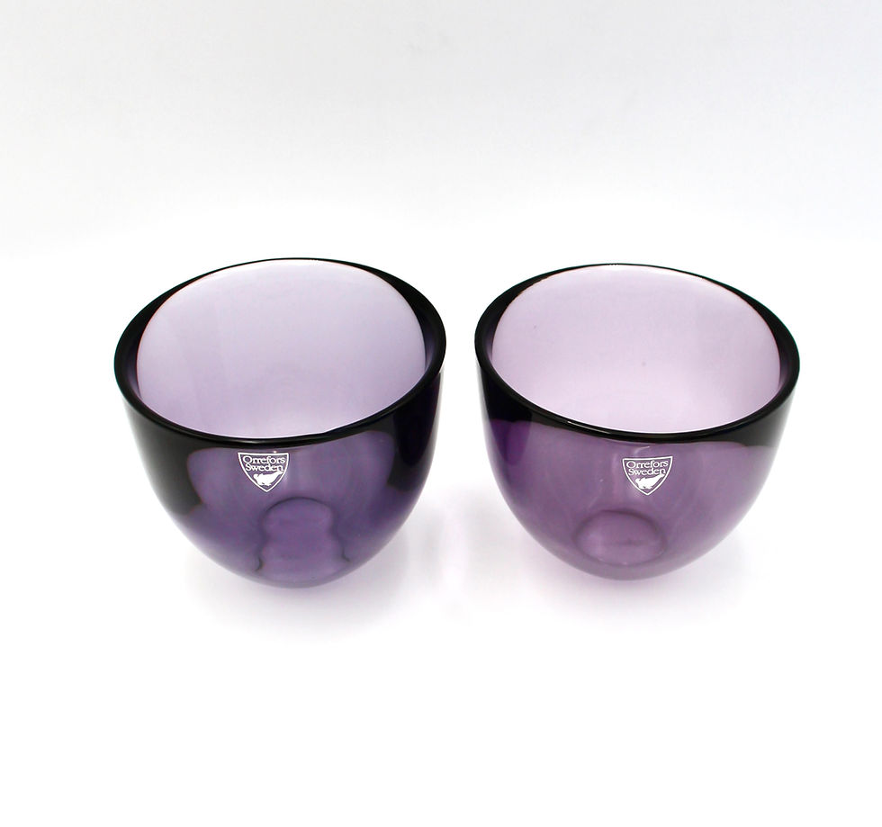 Thumbnail: ORREFORS Sweden "Pastillo Mini Plum" Small Crystal Bowl/Tealight -Lena Bergstrom