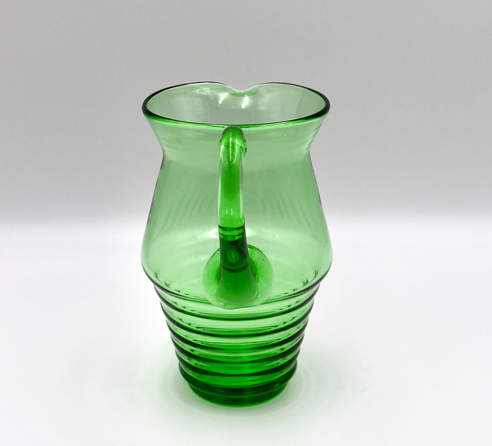 Thumbnail: Vintage Art Glass Green Drinks Set for 6