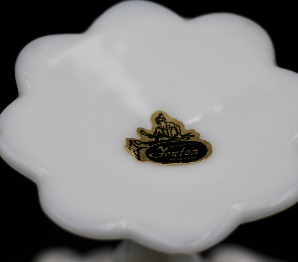 Thumbnail: Vintage FENTON Milk Glass 'Cabbage Rose' Pedestal Comport