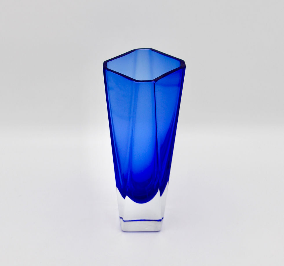 Thumbnail: Blue Sommerso Faceted Art Glass Vase