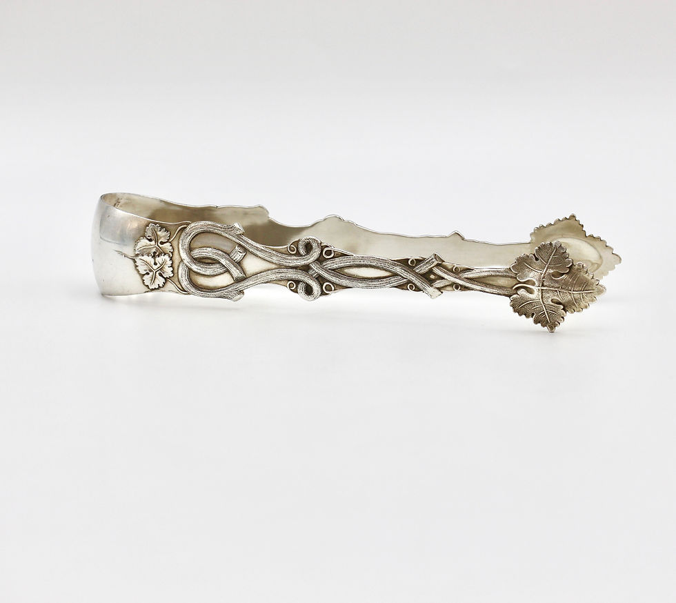 Thumbnail: ART KRUP BERNDORF Art Nouveau Silver Plate Tongs with Grapevine Design