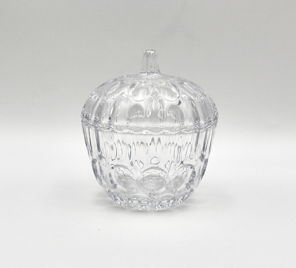 Thumbnail: Crystal Lidded Bowl or Trinket Box with Scalloped Edging