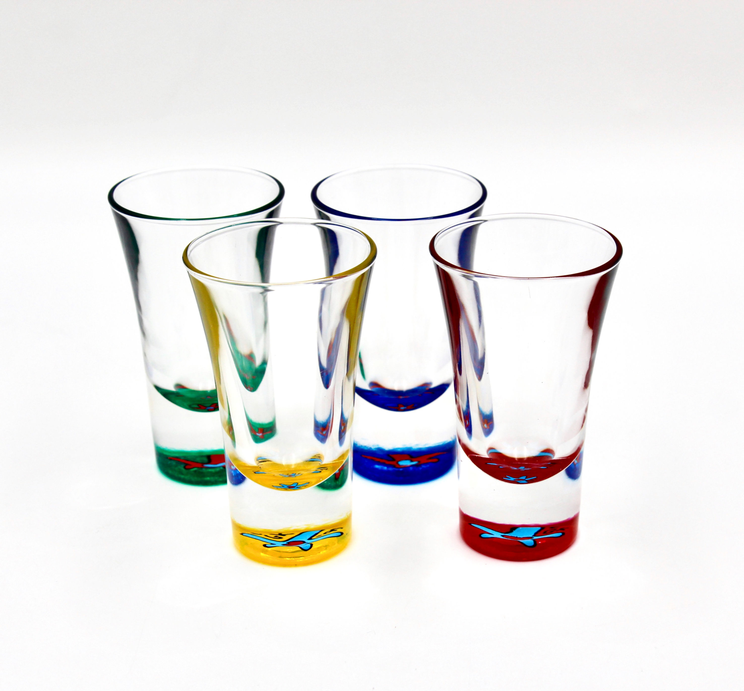Set of 4 Hand-Painted Shot Glasses