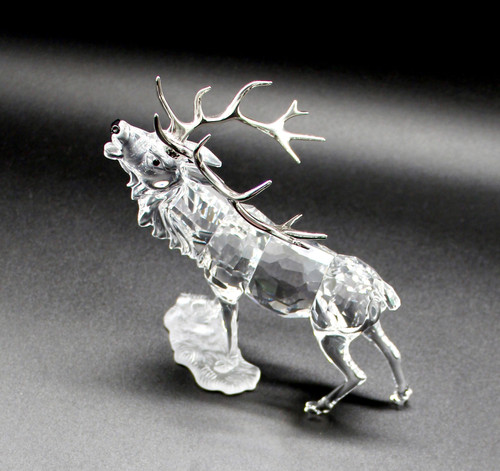 Boxed SWAROVSKI Crystal Stag Deer Figurine with Silvered Antlers