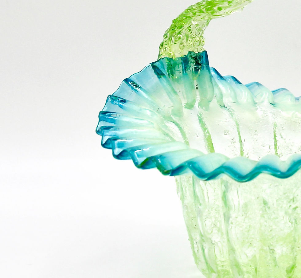 Thumbnail: Large Antique Victorian Opalescent Basket Bowl with Crimped Edges & Thorn Handle