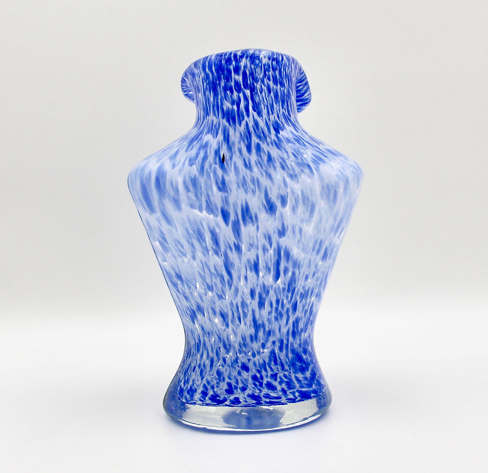 Thumbnail: Vintage Art Glass Female Torso Vase in a Blue & White Splatter Pattern