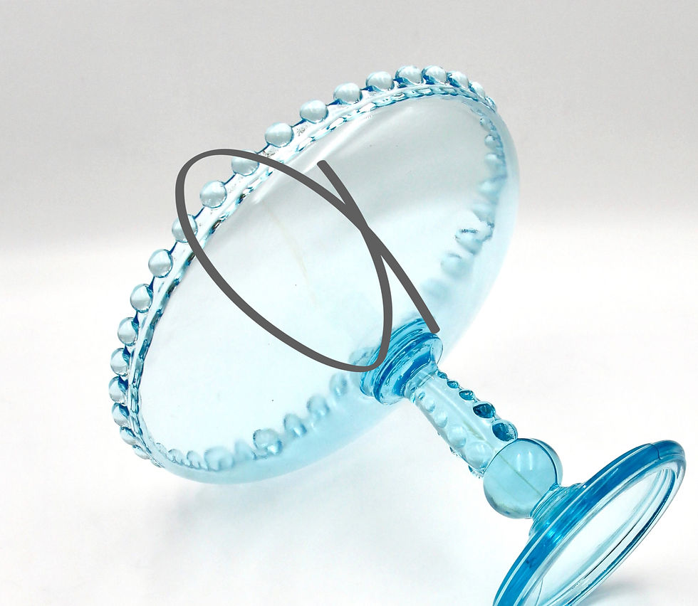 Thumbnail: Large Vintage Pressed Glass Pedestal Bowl or Comport with Beaded Rim