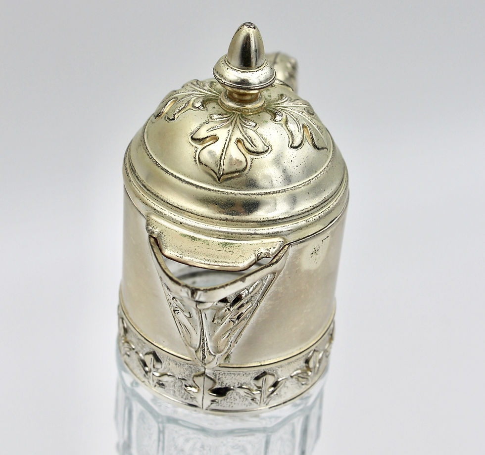 Thumbnail: Vintage Glass Claret Jug with Silvered Mount & Handle
