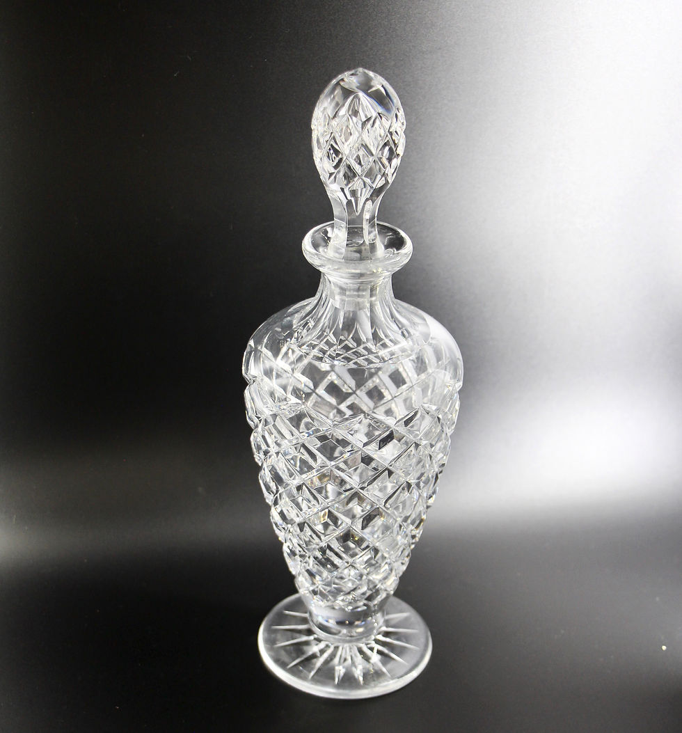 Thumbnail: Vintage Czechoslavakian Diamond Cut Crystal Decanter by INWALD