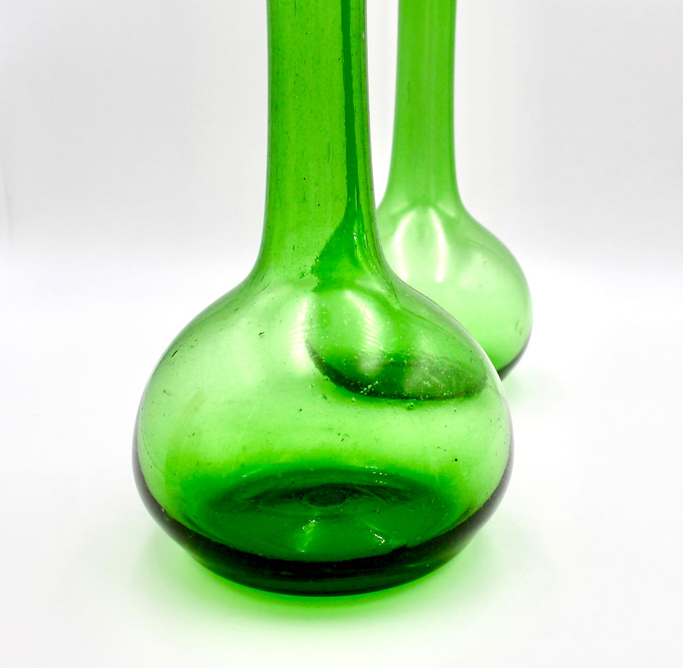 Thumbnail: Tall Vintage Handblown Emerald Green Bottle Vases - price per vase