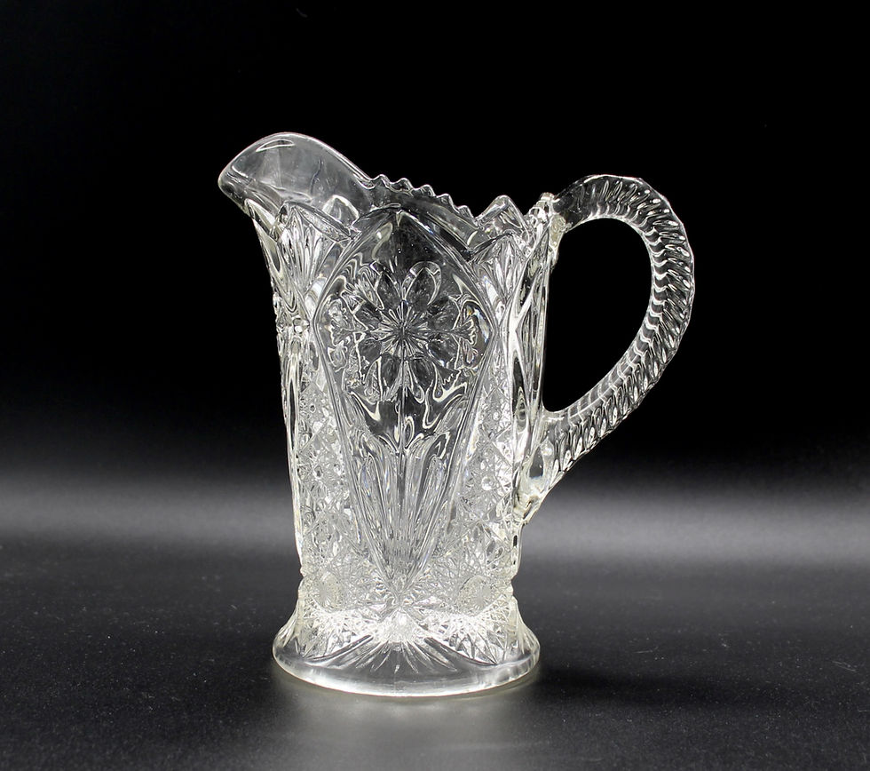 Thumbnail: Vintage Pressed Glass Jug or Pitcher with Ornate Pattern 19cm - price per jug