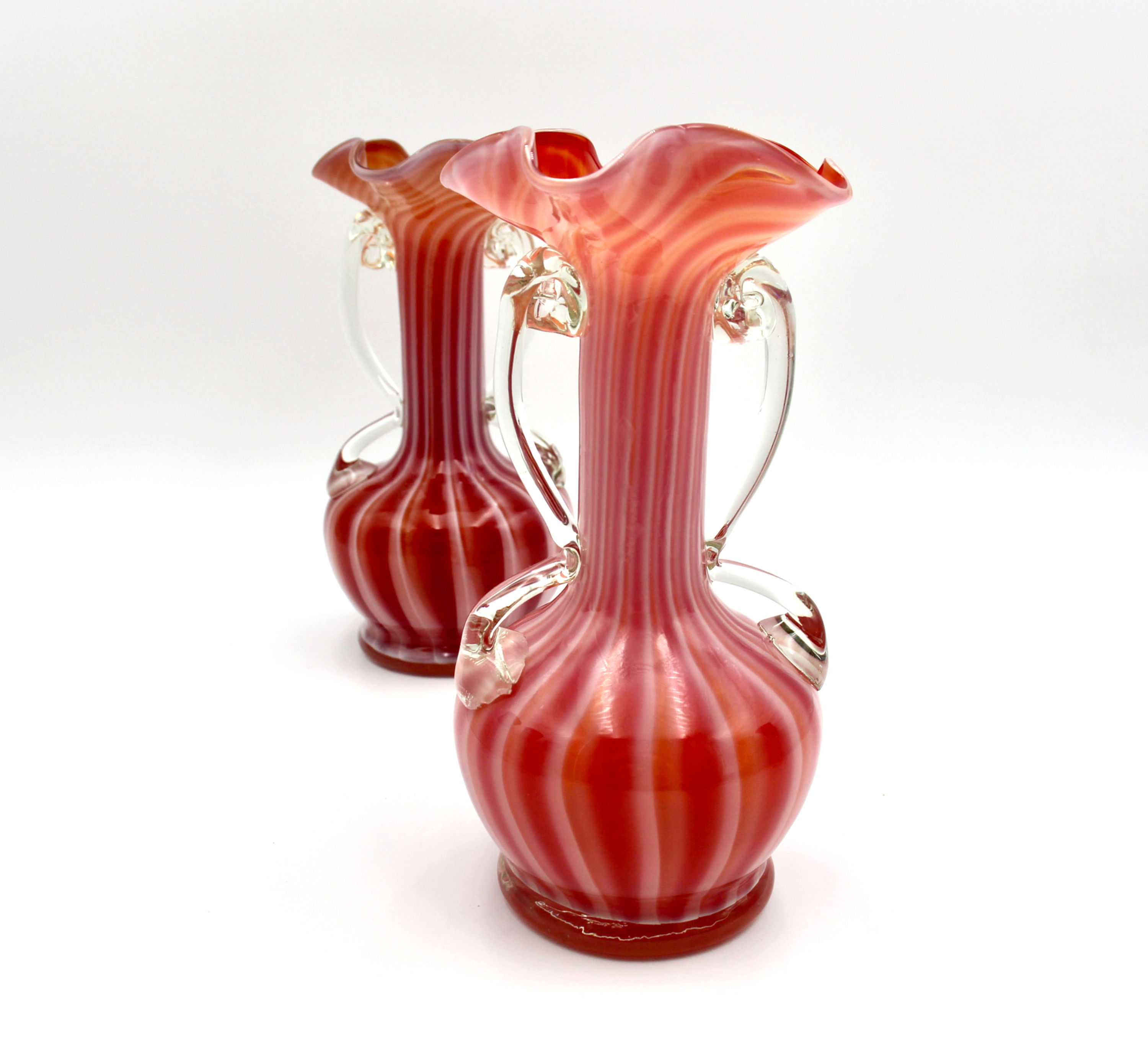 Mid-Century Sculpted Art Glass Vases with Spiral Pattern - price per vase