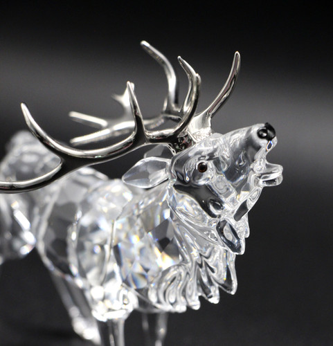 Boxed SWAROVSKI Crystal Stag Deer Figurine with Silvered Antlers