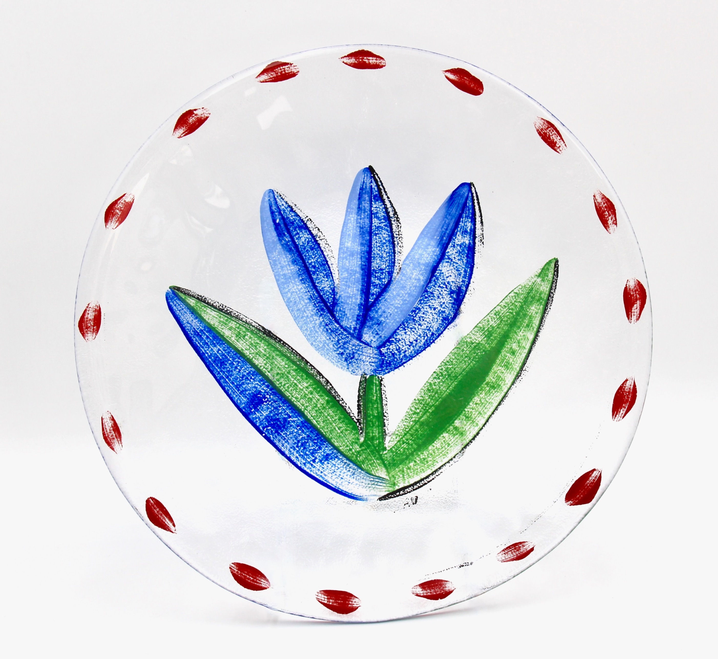 Large KOSTA BODA Sweden Blue "Tulip" Platter by Ulrica Hydman Vallien - 33cm