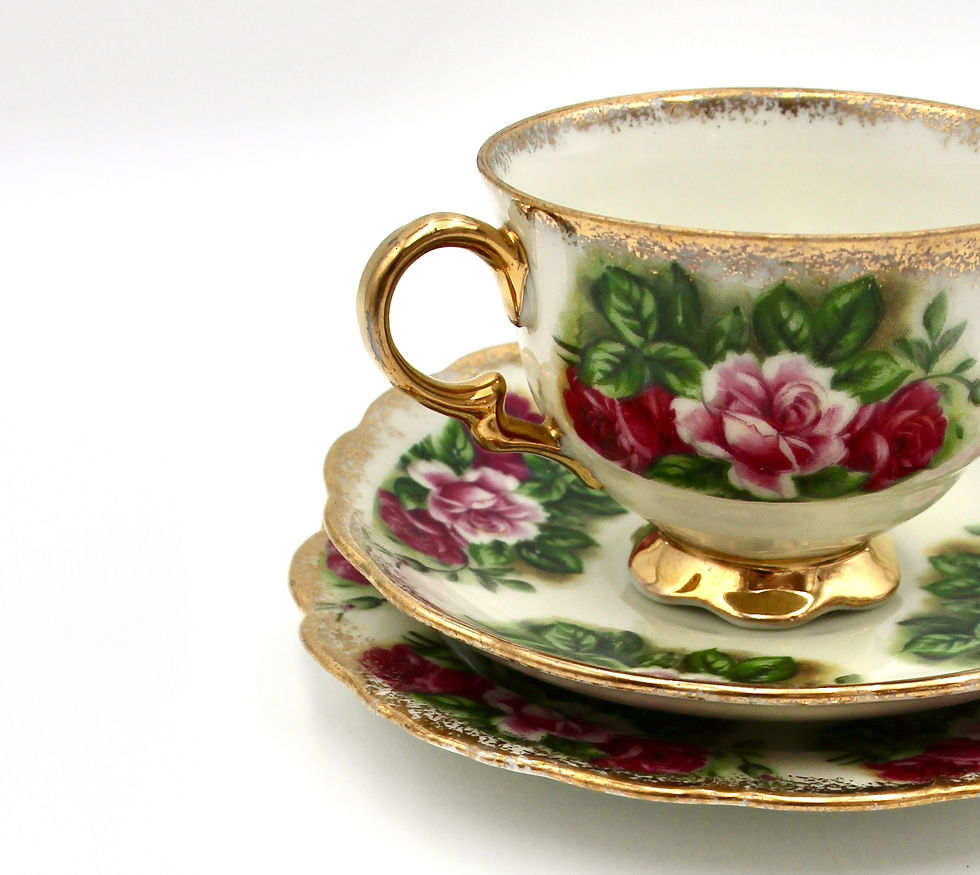 Thumbnail: Mid Century NBS Japan Porcelain Trio with 24k Gold Trim
