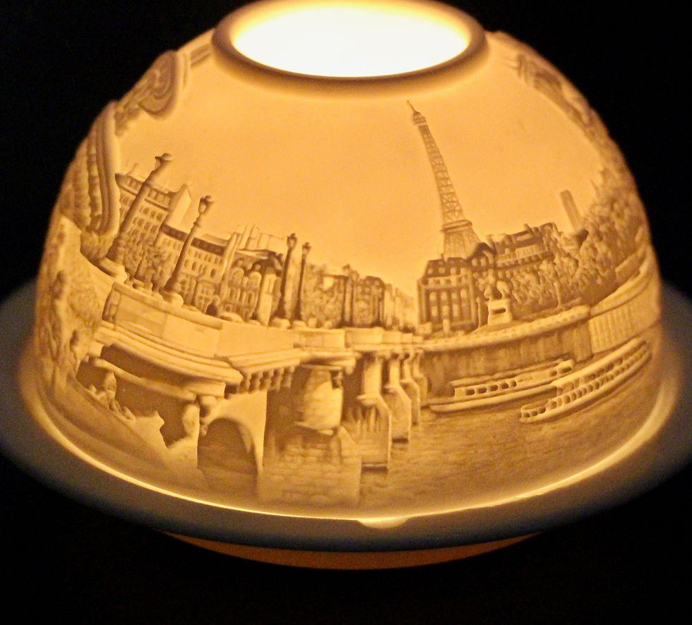 Thumbnail: French BERNARDAUD Limoges Bisque Porcelain Tealight Holder 'Paris'