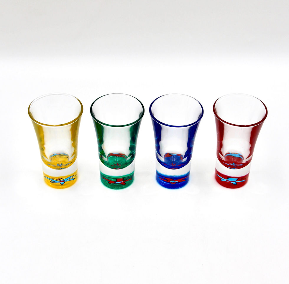 Thumbnail: Set of 4 Hand-Painted Shot Glasses