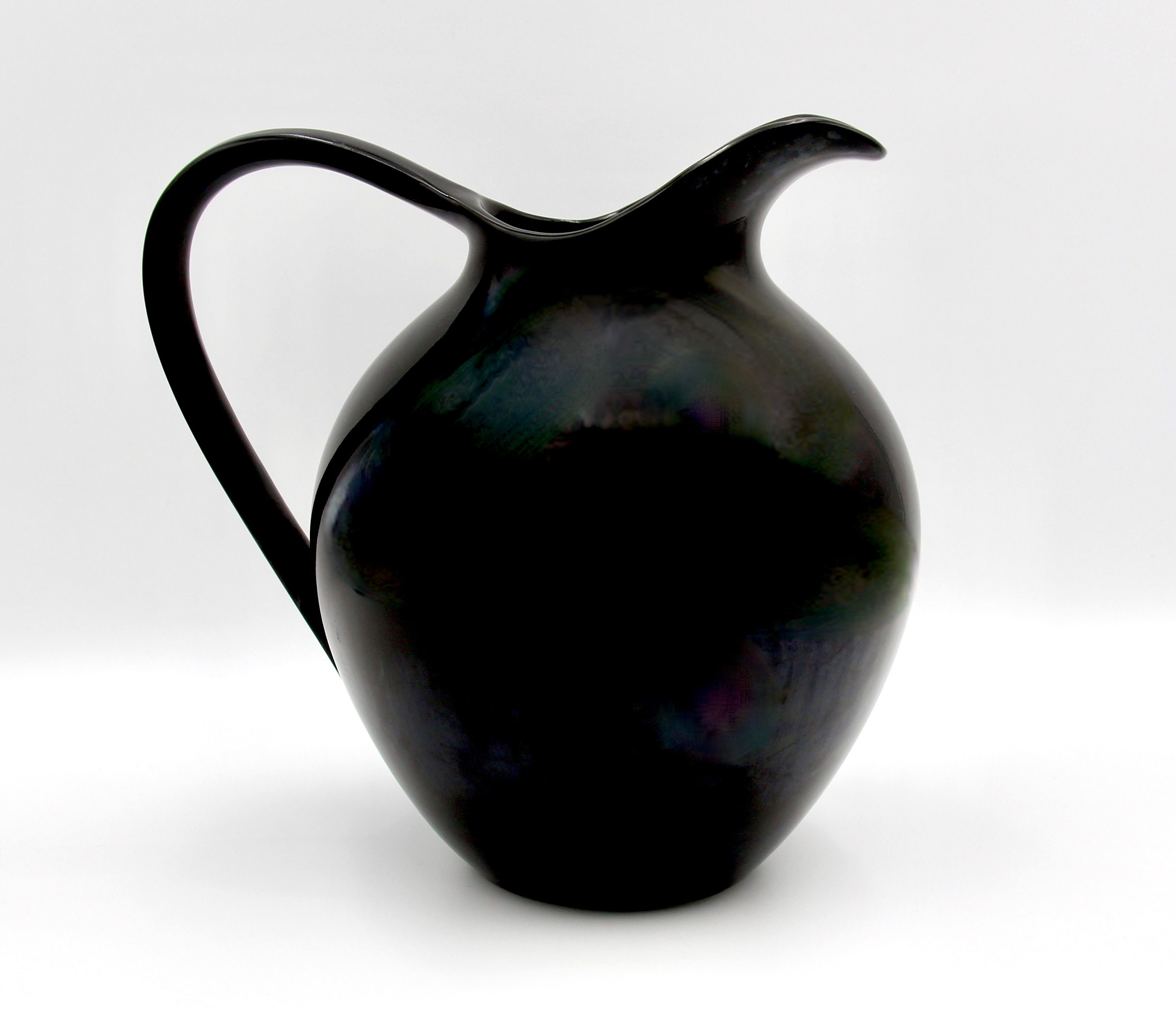 Large Black Ceramic Water Pitcher