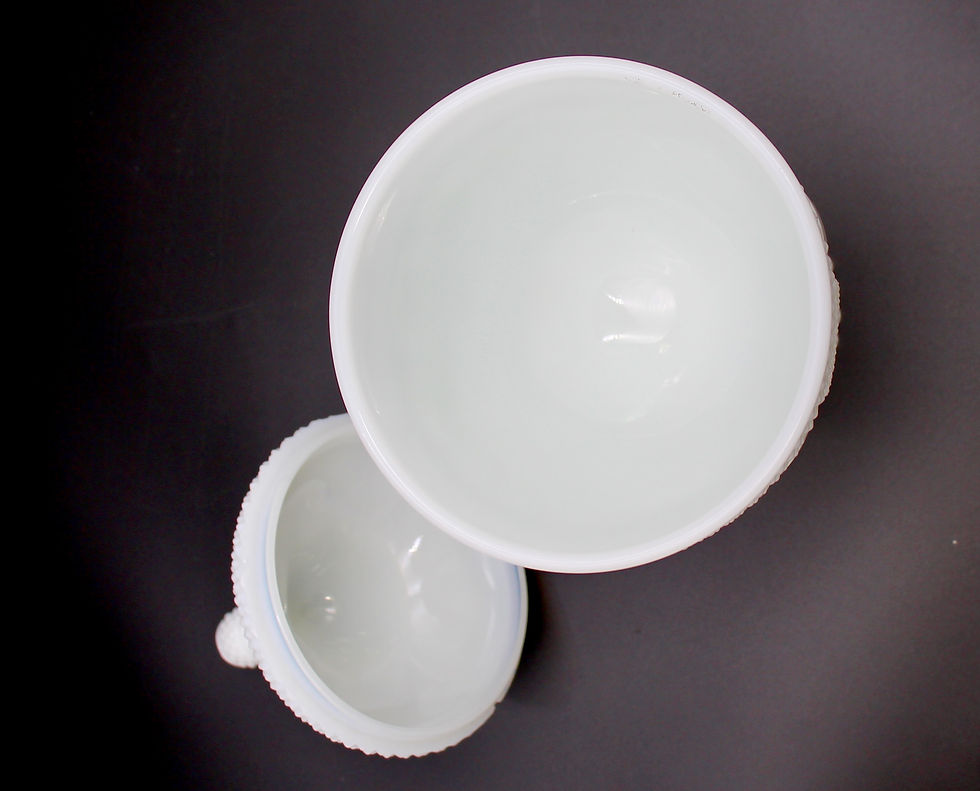 Thumbnail: Large Vintage Milk Glass Lidded Urn with Diamond Cut Hobnail Pattern - 33cm