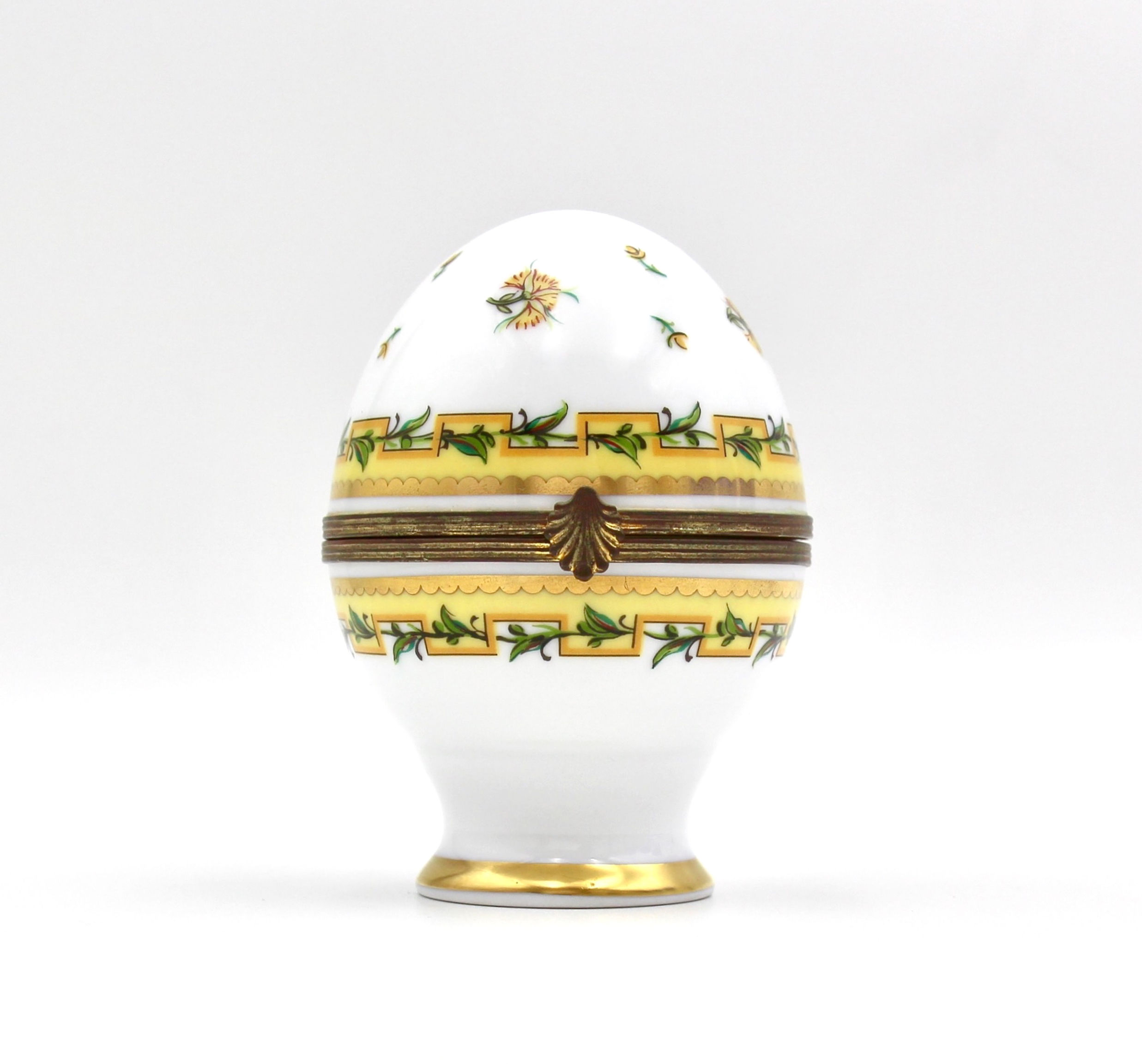 Vintage Limoges France RAYNAUD & CO. Porcelain Egg Hinged Trinket Box