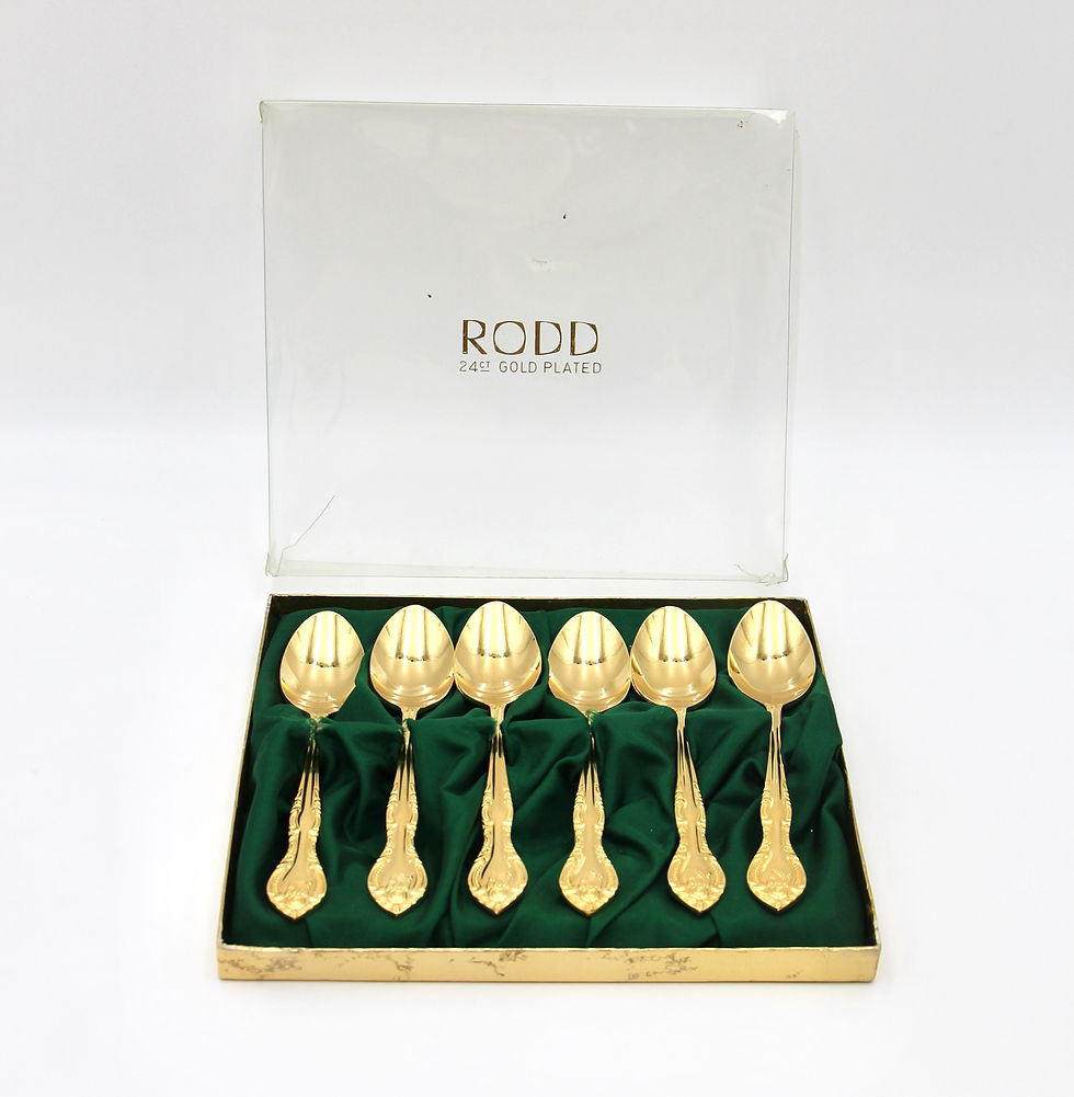 Thumbnail: Vintage RODD 24ct Gold Plated Set of 6 Teaspoons Boxed