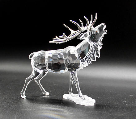Boxed SWAROVSKI Crystal Stag Deer Figurine with Silvered Antlers
