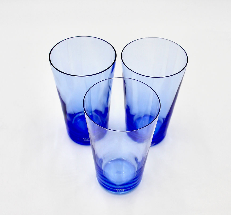 Thumbnail: Bertil Vallien for KOSTA BODA "Chateau Blue" Handblown Carafe & Three Glasses