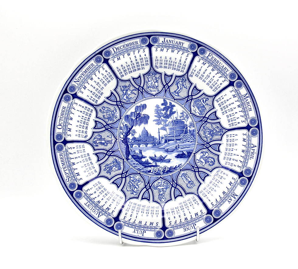 Thumbnail: Set of 9 Vintage SPODE England Blue Room Calendar Plates 1996-2004