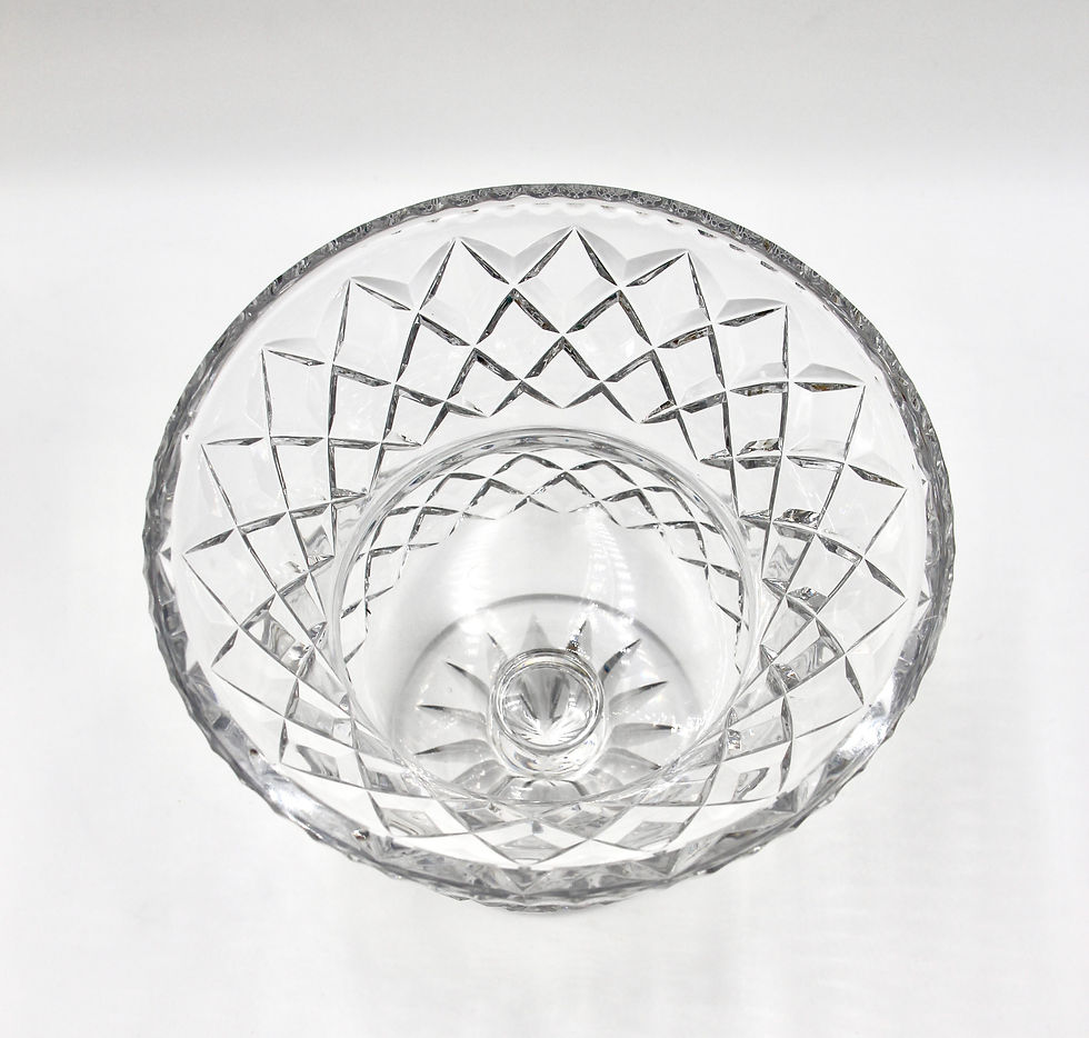 Thumbnail: Vintage Czech INWALD Diamond Cut Crystal Footed Centrepiece or Vase