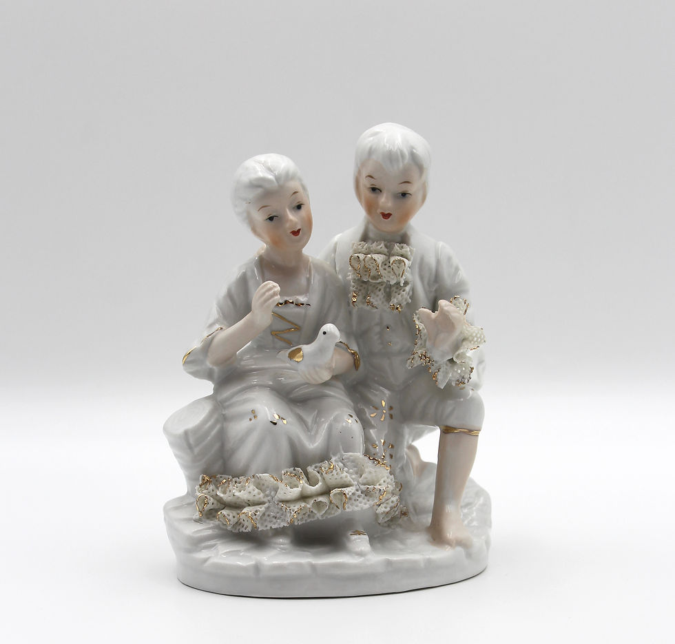 Thumbnail: Vintage Lace Porcelain Figurine of a Victorian Courting Couple