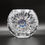 Thumbnail: Vintage Handblown Cut Crystal Vase with Blue Centre Detail