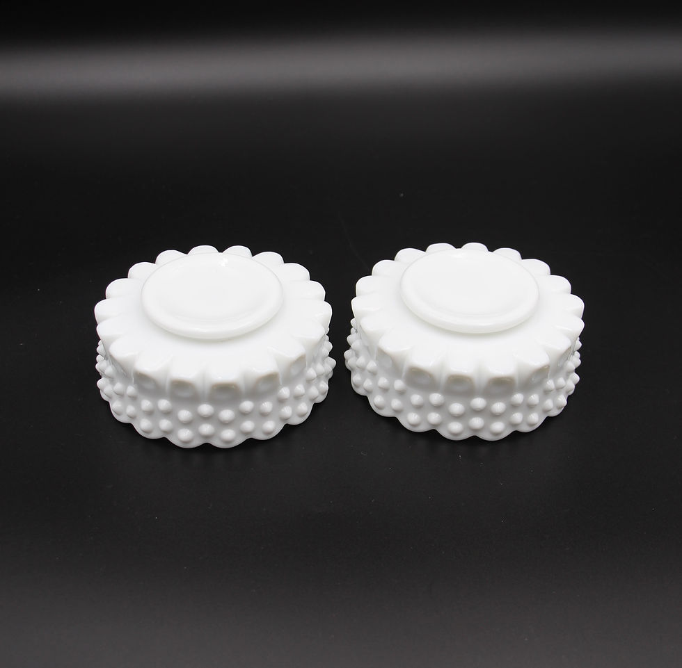 Thumbnail: Pair of Vintage FENTON Hobnail Milk Glass Candle Holders