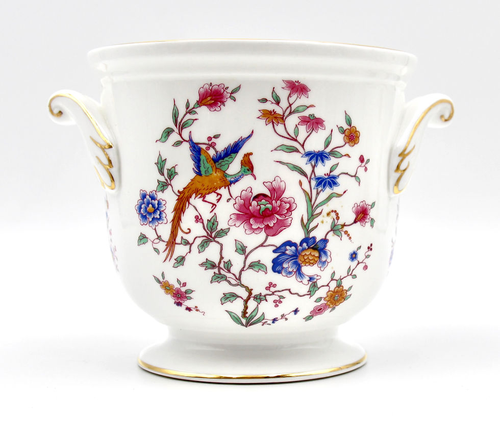 Thumbnail: Vintage Bone China HAMMERSLEY England Small Jardiniere 'Bird of Paradise'