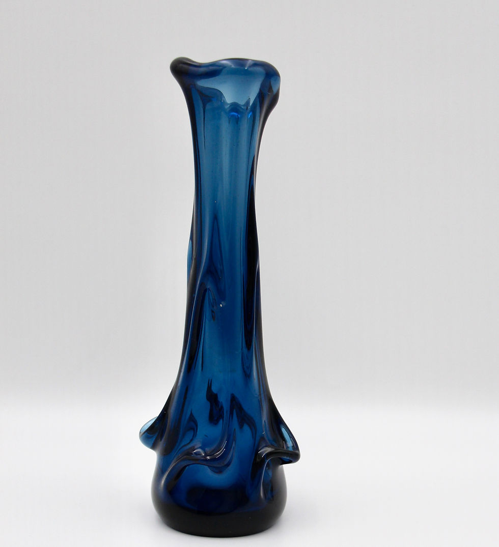 Thumbnail: Vintage Midnight Blue Art Glass Vase