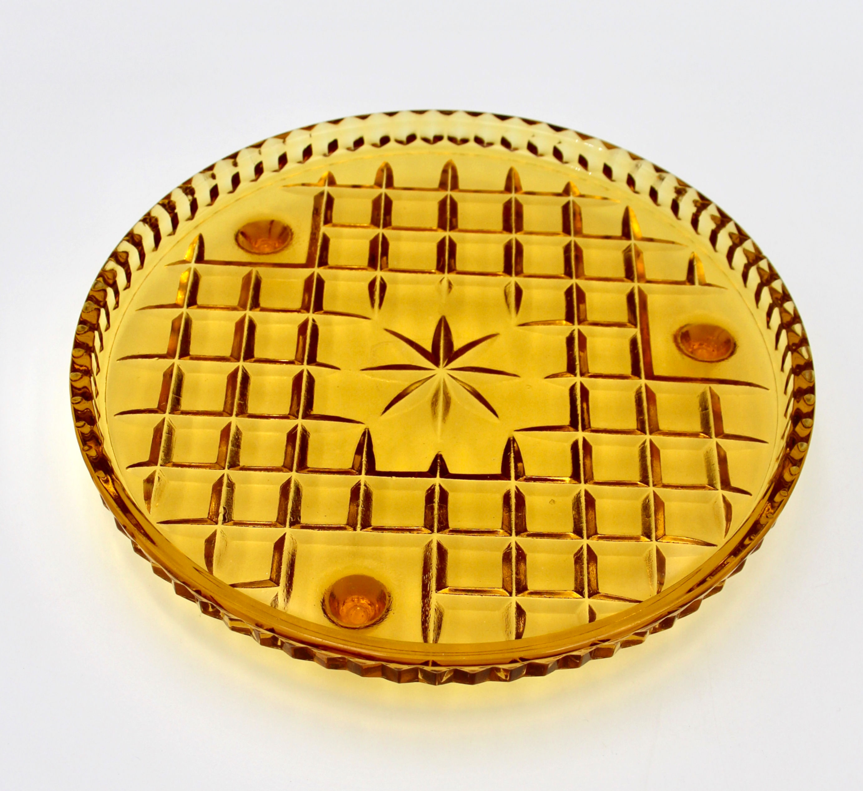 Vintage Amber Glass Footed Cake Plate