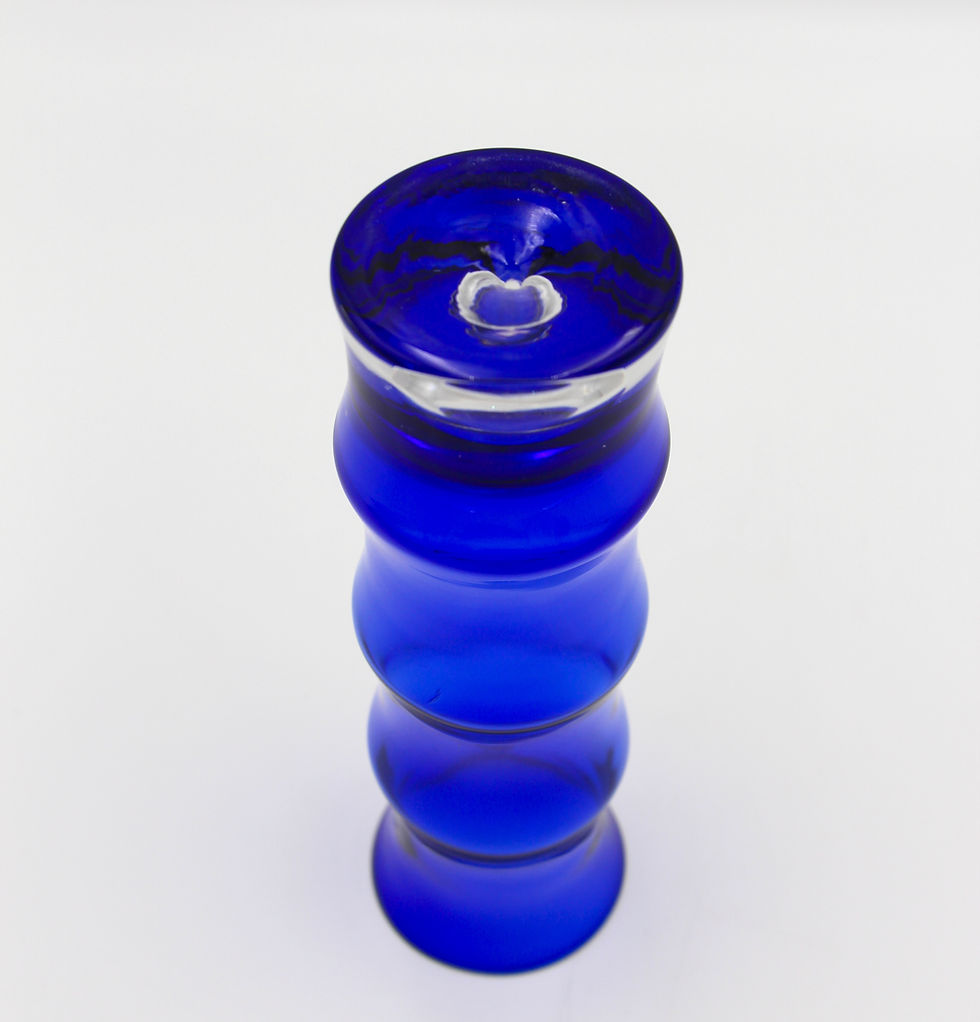 Thumbnail: Vintage Scandinavian Handblown Cobalt Blue Art Glass "Bamboo" Vase