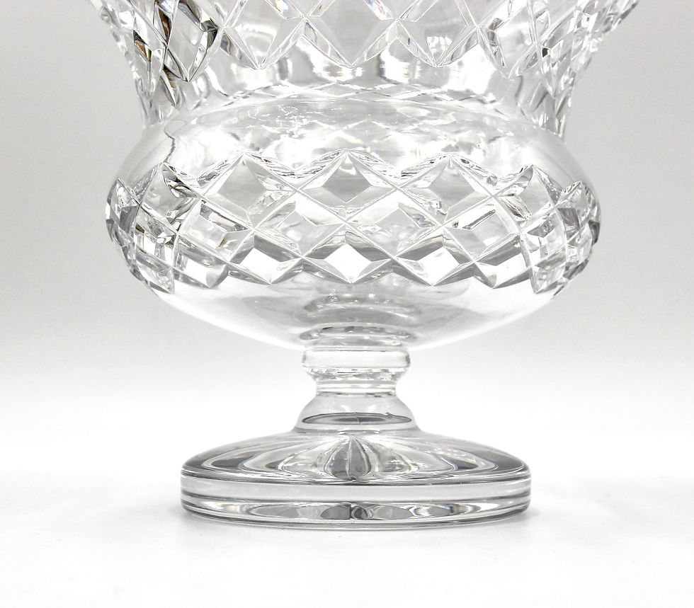 Thumbnail: Vintage Czech INWALD Diamond Cut Crystal Footed Centrepiece or Vase