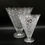 Thumbnail: Tall Vintage Moulded Glass Fan Shaped Footed Vase