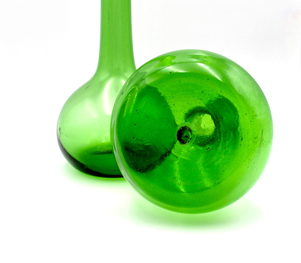 Thumbnail: Tall Vintage Handblown Emerald Green Bottle Vases - price per vase