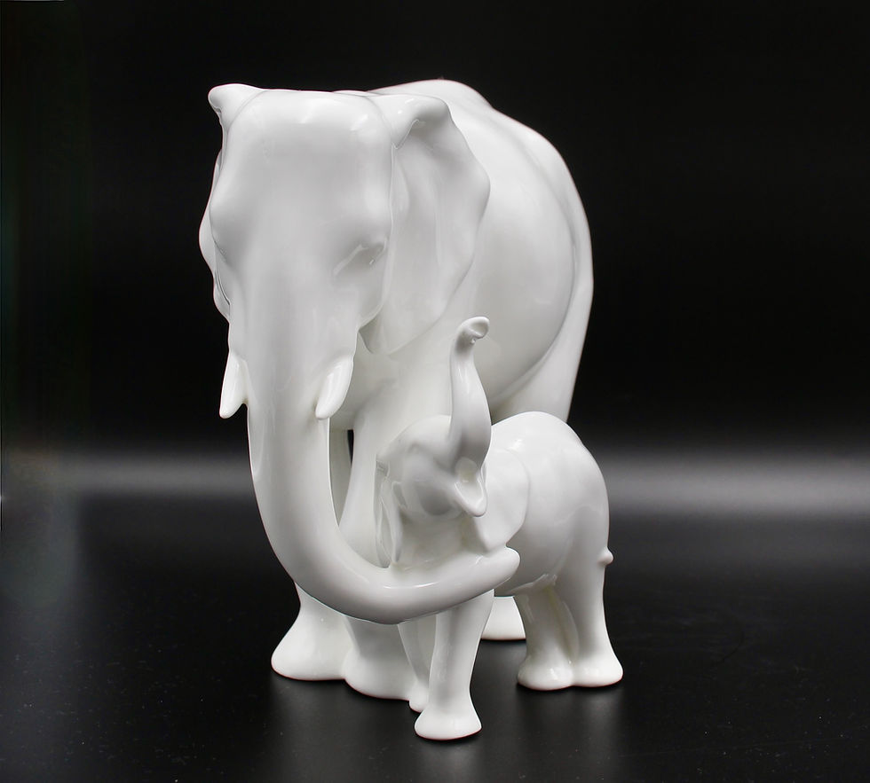 Thumbnail: Large ROYAL DOULTON Elephant "Motherhood" Figurine by Adrian Hughes HN#3463