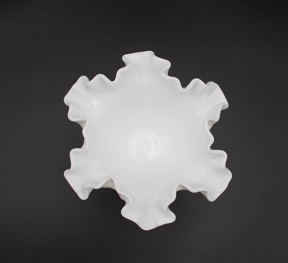 Thumbnail: Vintage FENTON Milk Glass 'Cabbage Rose' Pedestal Comport