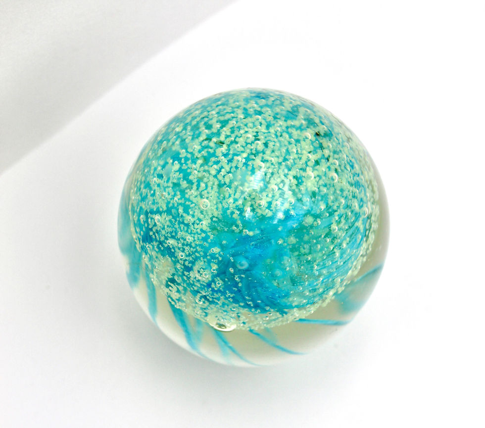 Thumbnail: Handblown 'Glow in the Dark' Jellyfish Paperweight with Controlled Bubbles