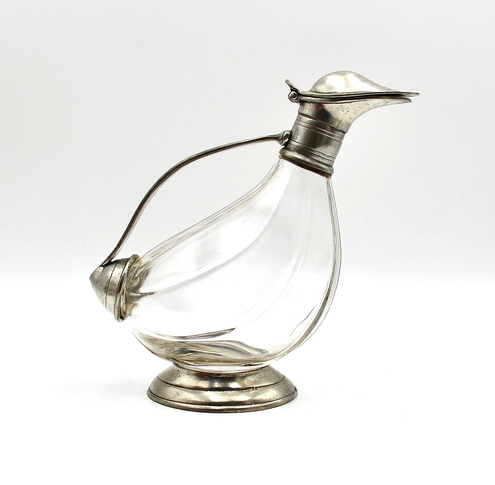 Thumbnail: Vintage Italian Pewter & Glass 'Duck' Wine Decanter