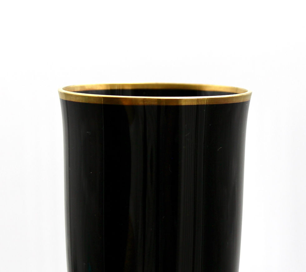 Thumbnail: Set of 6 Vintage NORITAKE 'Remembrance - Ebony' Gold Rimmed Champagne Flutes