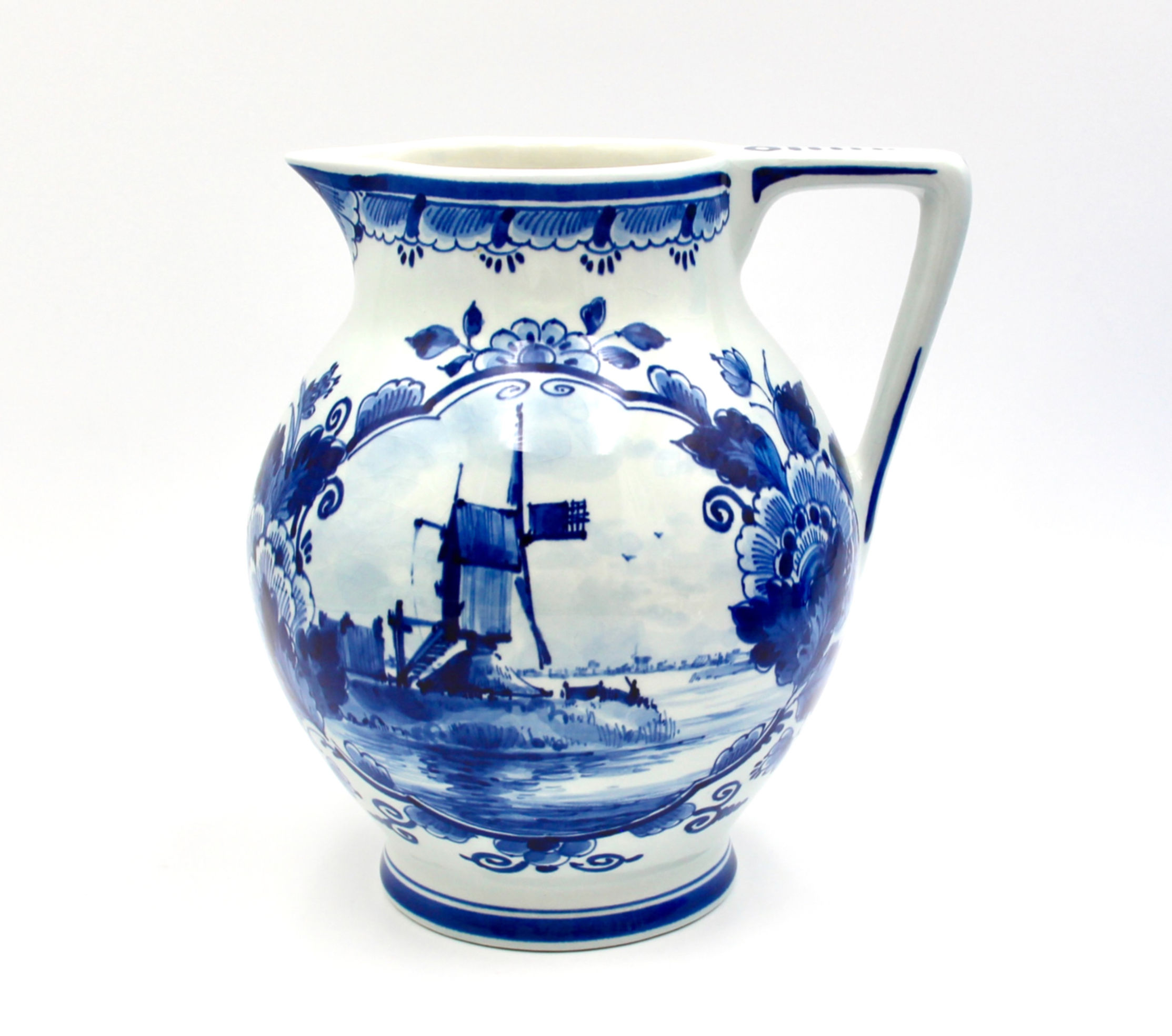 Vintage ROYAL DELFT 1975 Hand-Painted Blue & White Pitcher or Jug - 21cm