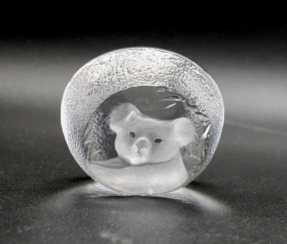 Thumbnail: MATS JONASSON Sweden Etched Lead Crystal Paperweight/Figurine of a Koala #7175