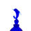 Thumbnail: Vintage Frosted Cobalt Blue Art Glass Perfume Bottle with Dolphin Stopper