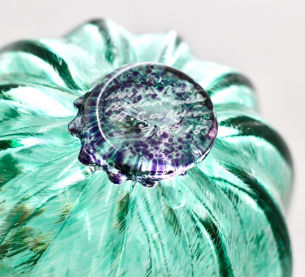 Thumbnail: Rare KOSTA BODA Art Glass Sculpture 'Green Pumpkin' #98918 by Gunnel Sahlin